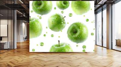 Green apples on a white background Wall mural