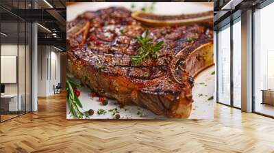 Grilled T Bone Steak with Spices and Herbs American Cuisine Wall mural