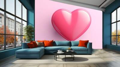 heart icon on pink background Wall mural