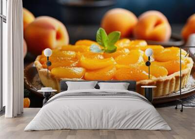 Homemade vegan apricot tart a delicious fruit dessert for summertime Wall mural