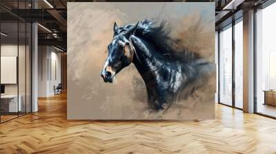 Horse sketch on colored backdrop Wall mural