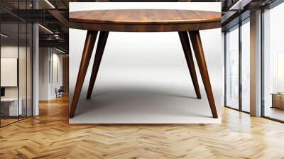 illustration of a round wooden dining table isolated on a white background with a clipping path included and ed in a retro style Wall mural