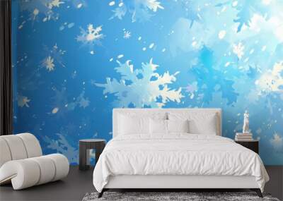 Imagine a snowflake in the whimsical guise of a cartoon emoticon Wall mural