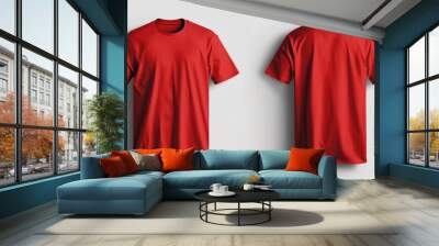 Mockup template of a solid red t shirt design for presentation Wall mural