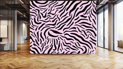 Pink Zebra 2d illustrated seamless pattern. Animal print Wall mural