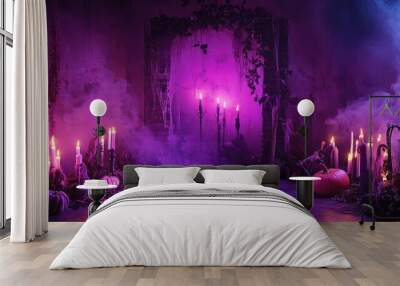 playful purple halloween backdrop Wall mural