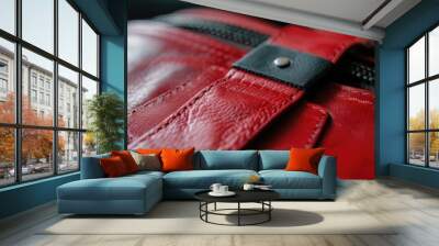 Red luggage tag with text BRAND AMBASSADOR, representing brand to increase awareness. Wall mural