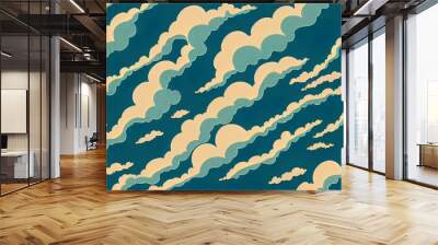 Seamless pattern of sky and clouds Wall mural