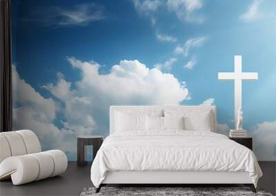 Skyward cross Easter joy Christian emblem Wall mural