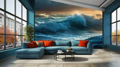 Stunning seascape with incredible lighting and rolling waves. Wall mural