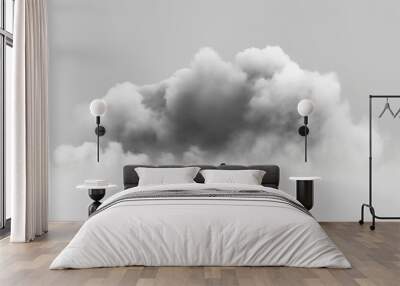 Surreal minimal concept Black and white man with cloud wrapped head walking Wall mural