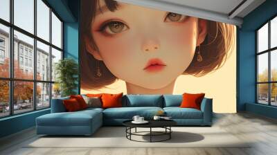 The adorable little Japanese doll s head Wall mural