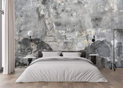 The aged grimy gray wall surface Wall mural