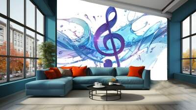 The music note symbolizes a beautiful melody designed in a realistic cartoon plastic cartoon style This iconic image stands out against a white background crafted in a stunning 2d illustrati Wall mural