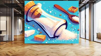 Use the salt shaker icon to sprinkle salt for cooking It s a versatile ingredient used in baking and cooking This fun cartoon illustration of a food icon adds flavor to your kitchen essentia Wall mural