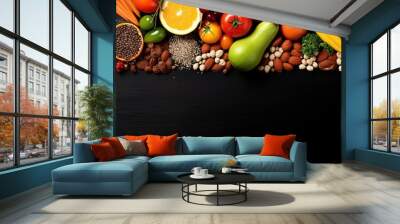 Various nutritious foods as a closeup backdrop Wall mural