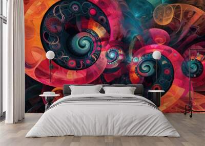 Vivid abstract design with surreal circular color pattern Wall mural