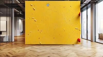 Yellow background with writing pinned to cork board Wall mural