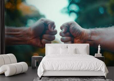 You re my ultimate pal Close up photo capturing two unidentified men fist bumping Wall mural