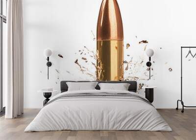 Bullet trace shoot isolated white background Wall mural