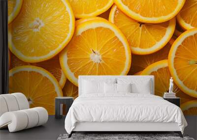 Freshly Sliced Juicy Orange Halves Packed Together Wall mural