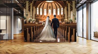 Wedding Ceremony in a Church Wall mural