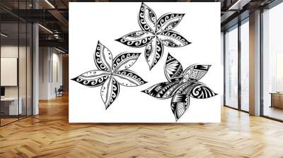 Plumeria flower as tribal style tattoo Wall mural