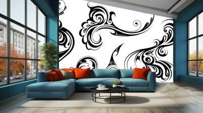 Set of elegant swirls with floral style Wall mural