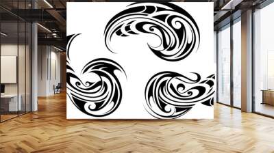 Tribal art style tattoo design set Wall mural