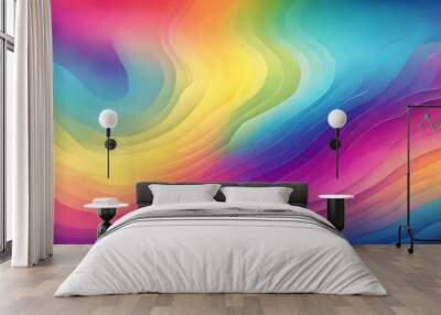 Blurred colored abstract gradient background, waves shape glowing abstract colorful background, ai Wall mural