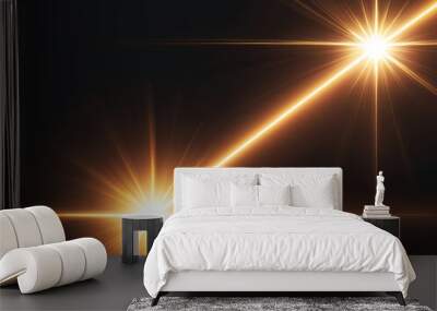 Flare light, effects sunlight, lens flare, light leaks, warm sun rays light effects, overlays or golden flare isolated on black background. effect, sunlight, ray, glow, bright, shine, sun. ai Wall mural