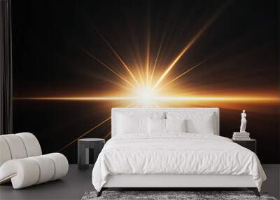 Flare light, effects sunlight, lens flare, light leaks, warm sun rays light effects, overlays or golden flare isolated on black background. effect, sunlight, ray, glow, bright, shine, sun. ai Wall mural