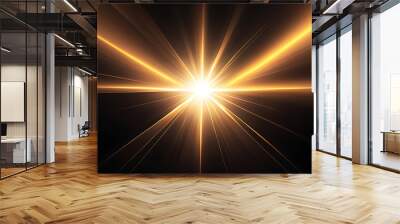 Flare light, effects sunlight, lens flare, light leaks, warm sun rays light effects, overlays or golden flare isolated on black background. effect, sunlight, ray, glow, bright, shine, sun. ai Wall mural