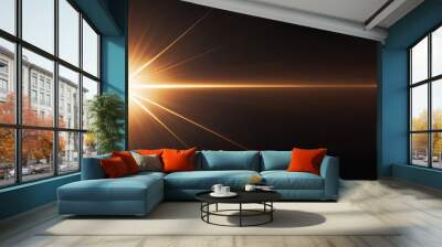 Flare light, effects sunlight, lens flare, light leaks, warm sun rays light effects, overlays or golden flare isolated on black background. effect, sunlight, ray, glow, bright, shine, sun. ai Wall mural