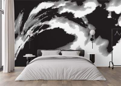 Background black and white abstract texture vector illustration with dark spots,dots, scratches and lines Wall mural