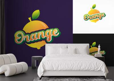 Orange fruit logo design. juice. jam. lime frees drink Vector illustration Wall mural