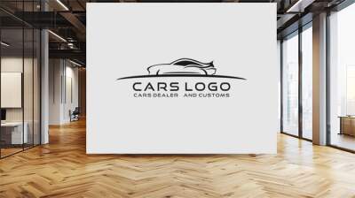 vector cars logo in back and white logo design for business related to automotive industry, web icon, automotive review, technology and transportation logo design template Wall mural