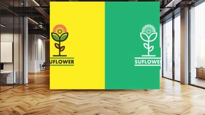 vector Logo and symbol of sunflower for garden and farming logo icon Wall mural