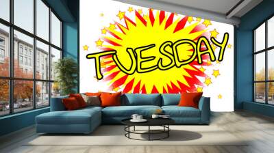 Cartoon Yellow Tuesday Isolated Splash Wall mural