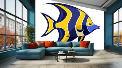 Creative vector design of angelfish fish on a white background Wall mural