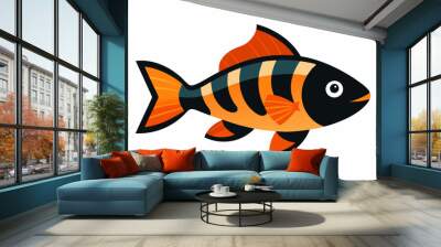 Creative vector design of cichlid fish on a white background Wall mural