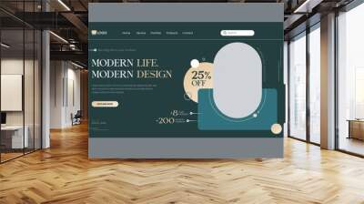 Landing page, web banner template for modern home interior design concept Wall mural