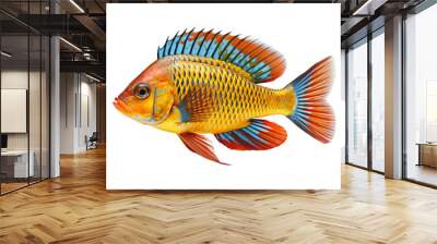 ram cichlid fish on transparent  background Wall mural