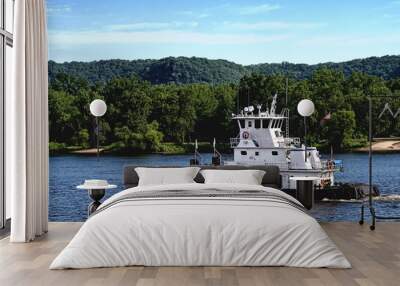 Tugboat on the Mississippi River Wall mural