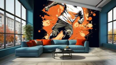 Playing football a player, t-shirt design vector  Wall mural