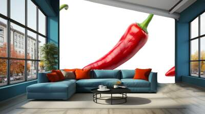 A set of red chili isolated on the transparent background Wall mural