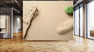 sand background. banner. green. place for text. concept of rest, relaxation, spa vacation. beige stone. minimalism. wallpaper Wall mural