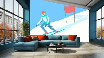 Alpine skier on the ski track. Wall mural