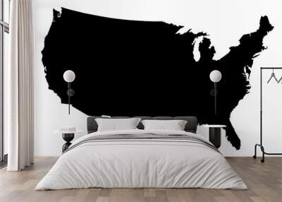 USA Map Black Silhouette Wall mural