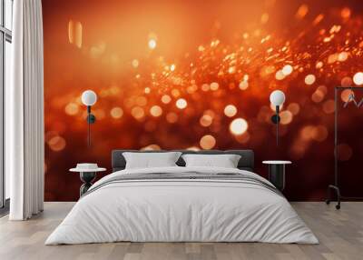 Beautiful festive orange and red bokeh, background Wall mural